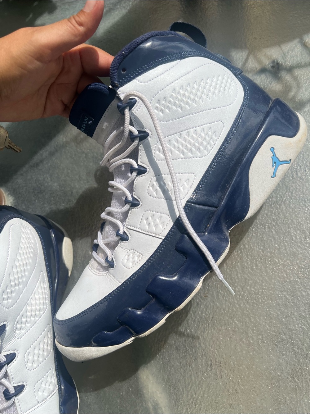 Jordan Men's Navy and White Retro Basketball Sneakers